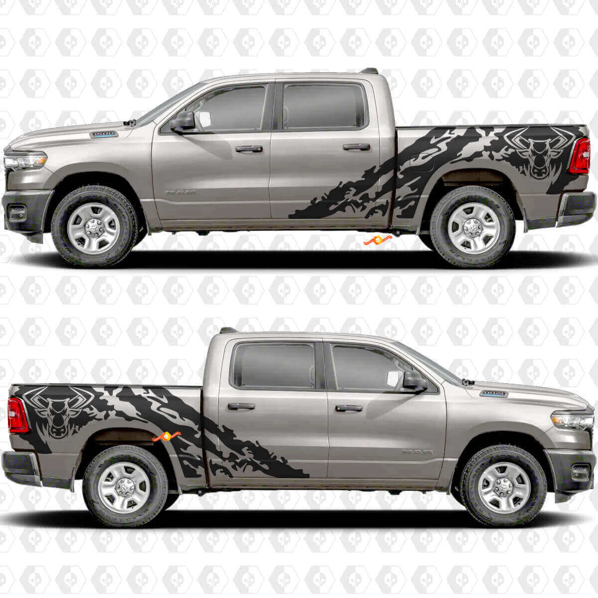Bull Head Splash Side Doors Stickers Decals Graphics for Dodge RAM 1500 2500 3500