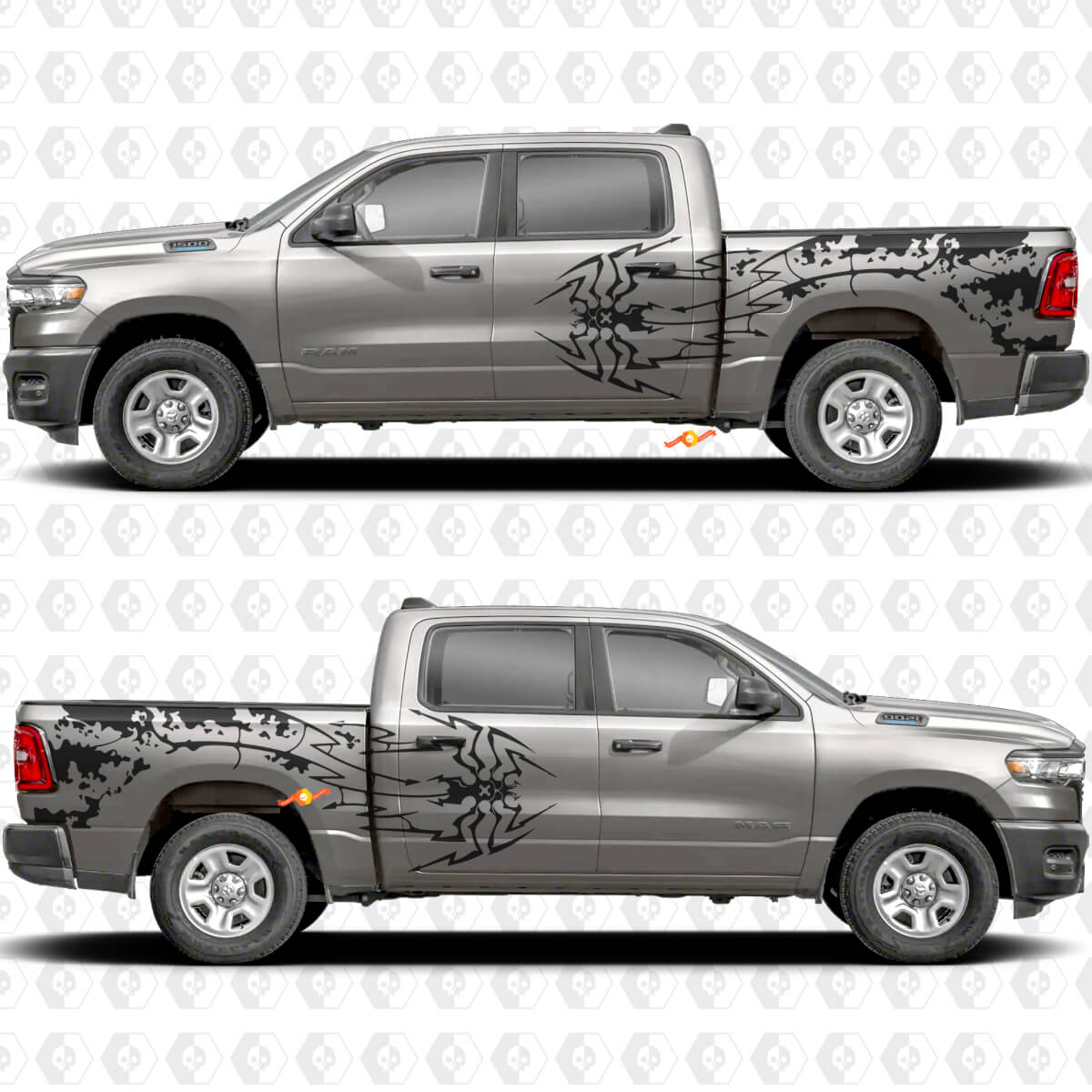 Side Doors Bedside Spider Splash Stickers Decals Graphics for Dodge RAM 1500