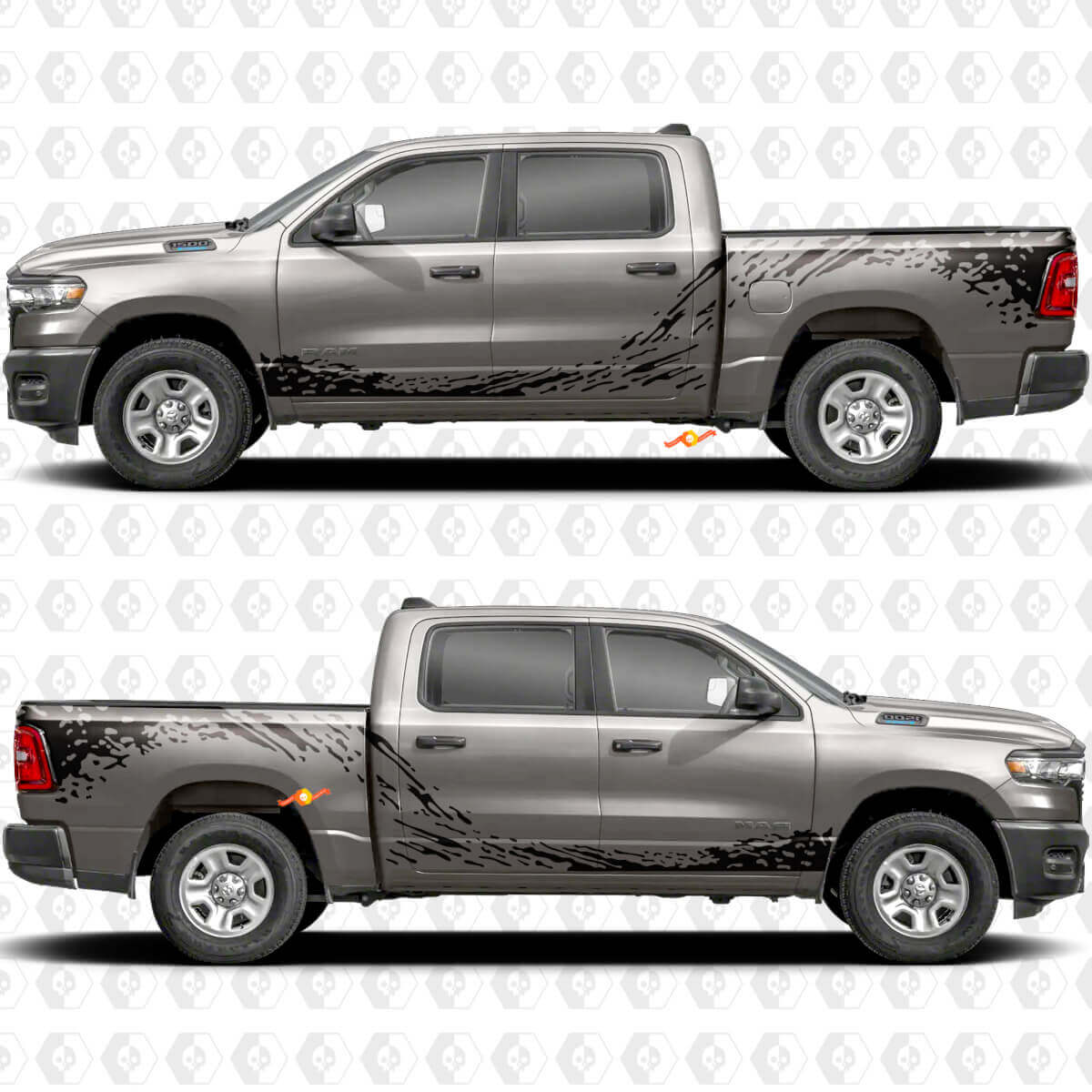 Mud Splash Graphics Bedside Vinyl Decals Kit for Dodge RAM 1500