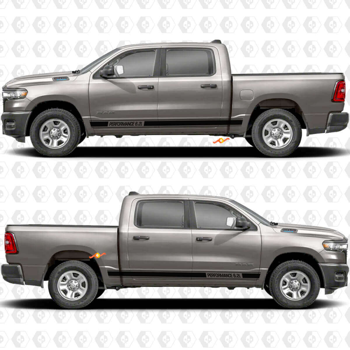 Custom Text Performance Rocker Panel Side Doors Stripes Stickers Decals Graphics for Dodge RAM 1500