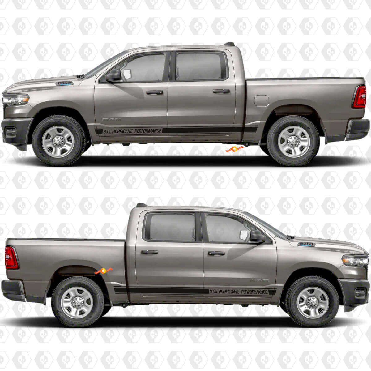 Custom Text Performance Rocker Panel Side Doors Stripes Stickers Decals Graphics 2 for Dodge RAM 1500
