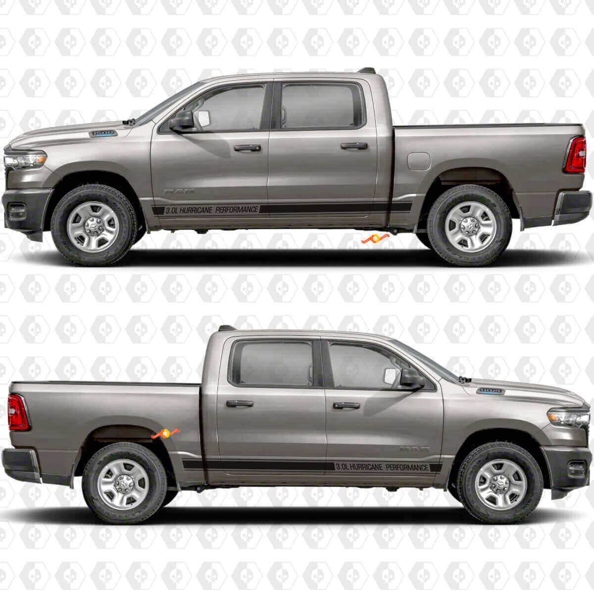 Custom Text Rocker Panel Side Doors Stripes Stickers Decals Graphics for Dodge RAM 1500