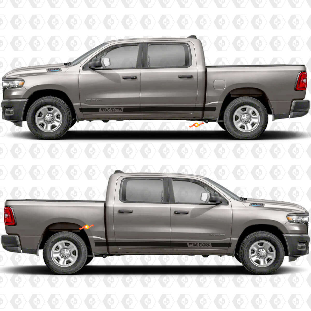 Custom Text Performance Rocker Panel Side Doors Stripes Stickers Decals Graphics 3 for Dodge RAM 1500