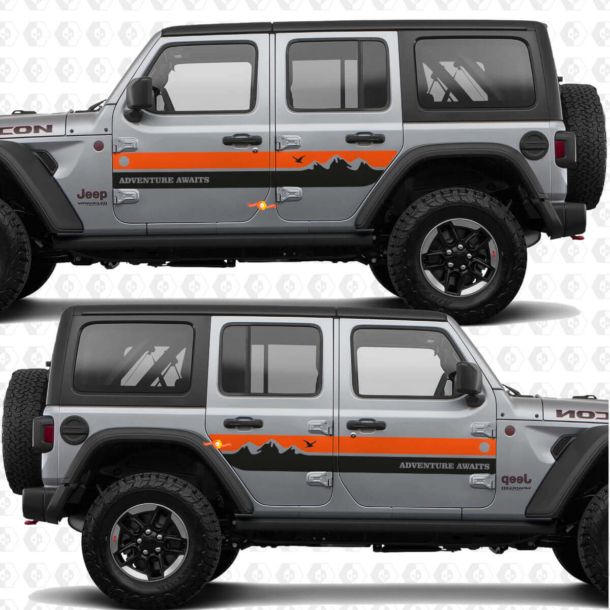 Mountain Style Side Stripes Vinyl Decals Kit for Jeep Wrangler