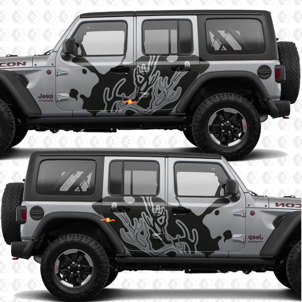 Antlers Silhouette Splash Side Doors Vinyl decal sticker fit Jeep Wrangler