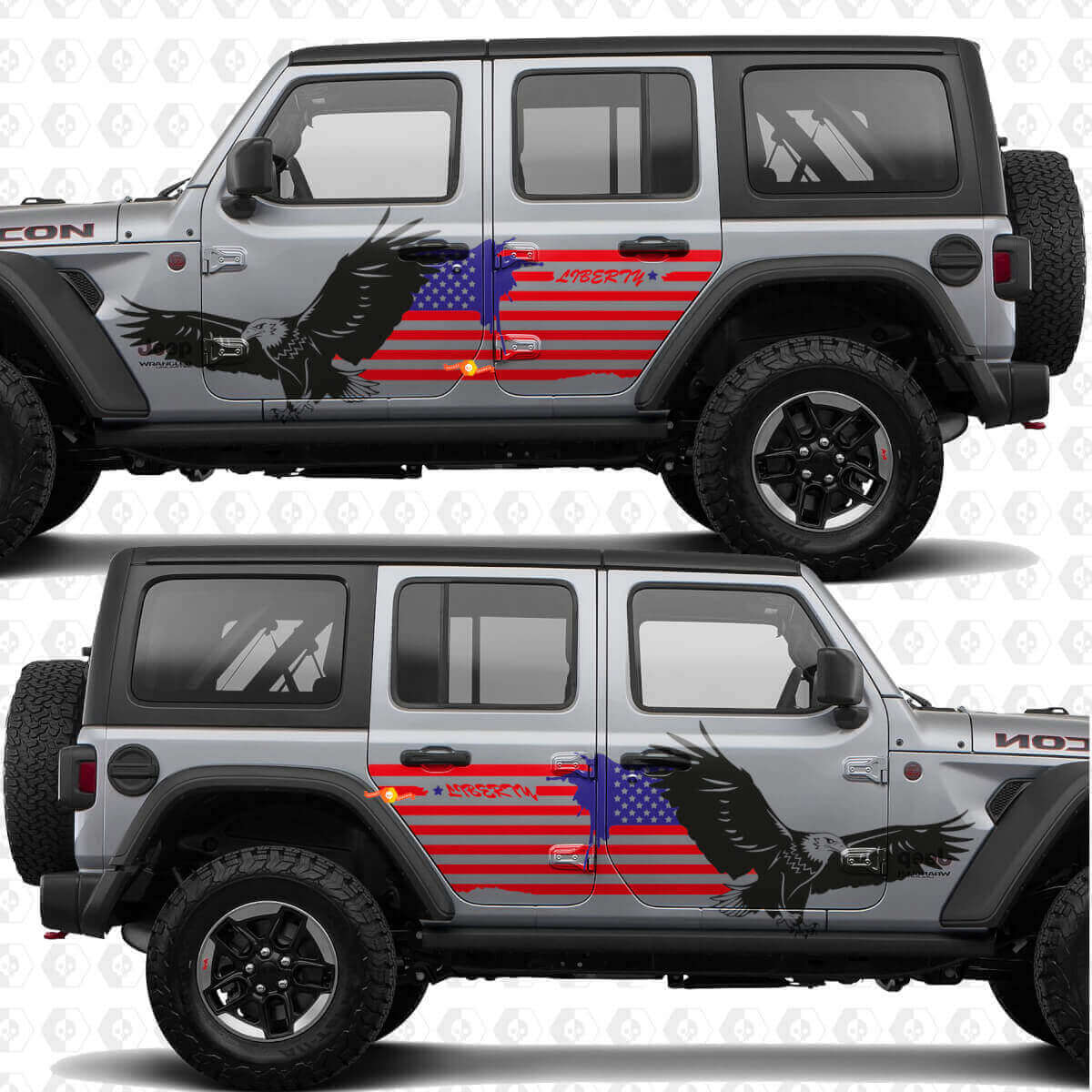 US Patriotic Flag Bald Eagle Side Doors Vinyl decal sticker For Jeep Wrangler