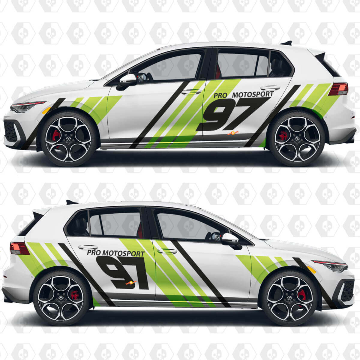 Personalisierte Textnummern-Wrap-Sport-Vinylaufkleber für Volkswagen Golf GTI
