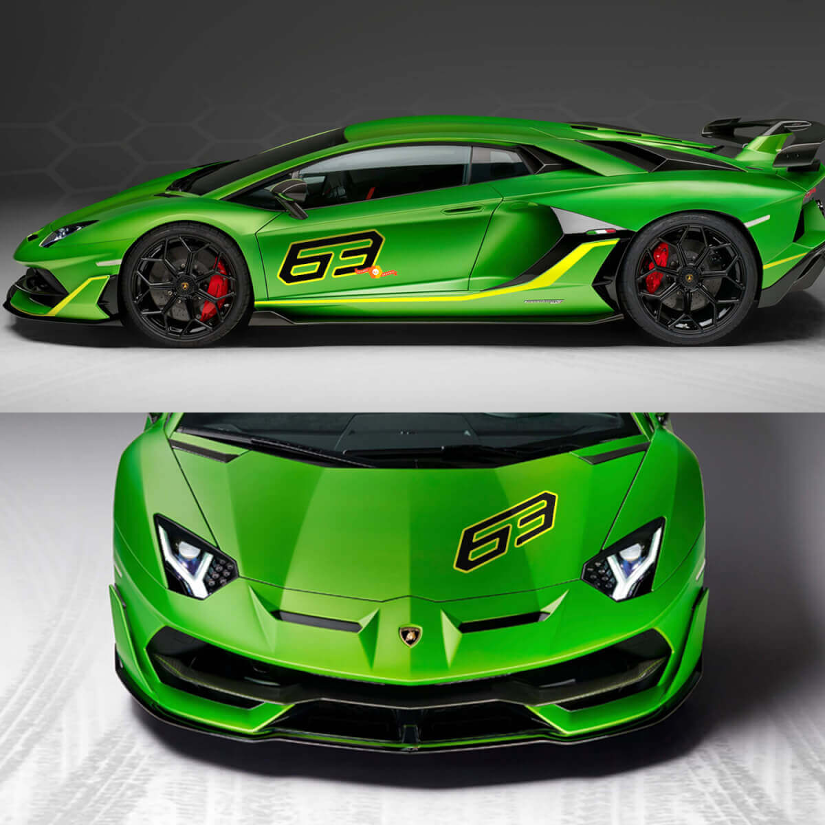 63 Side Bonnet Decal Sticker Graphics Lamborghini Aventador SVJ