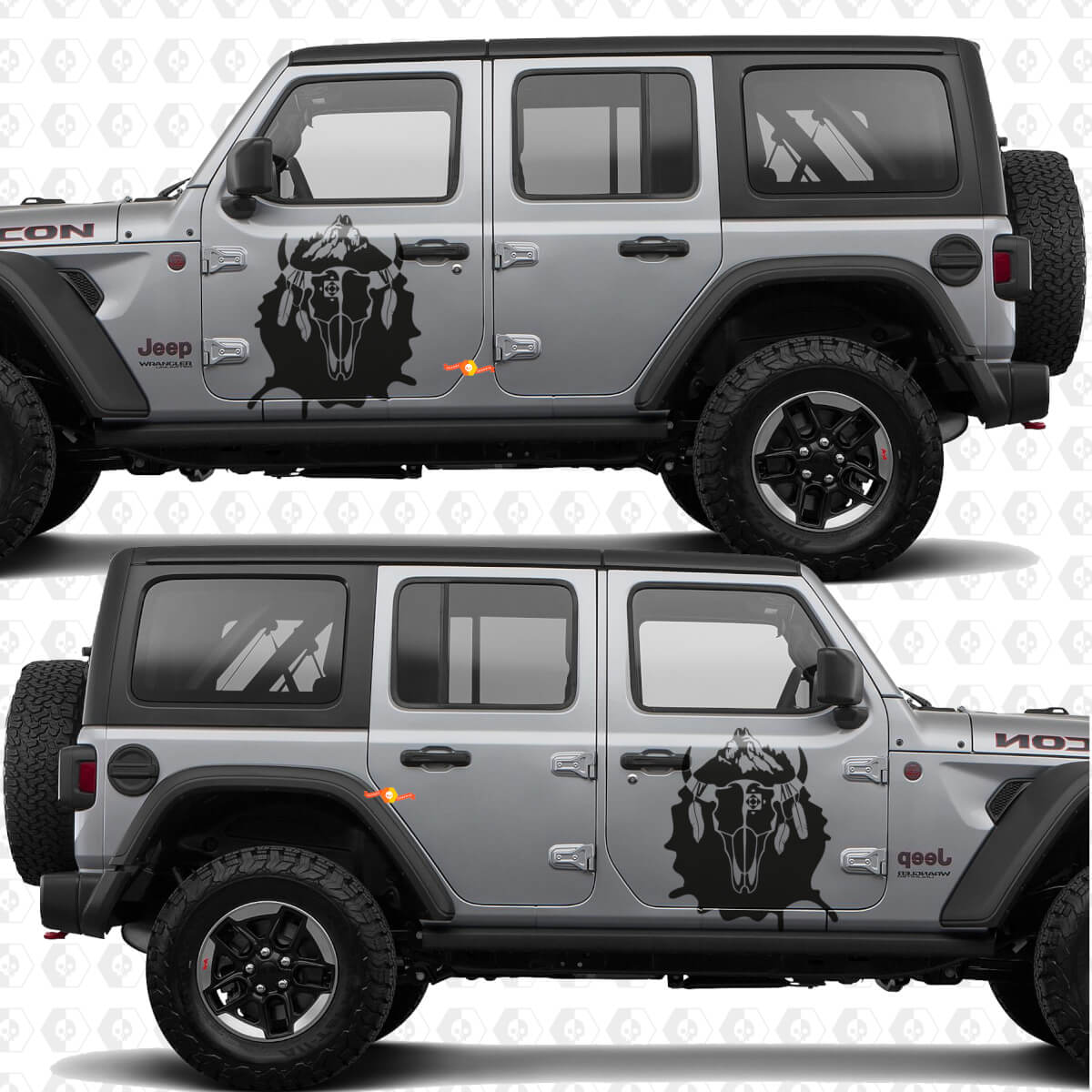 Cow Skull Indian Splash Side Doors Vinyl decal sticker fit Jeep Wrangler