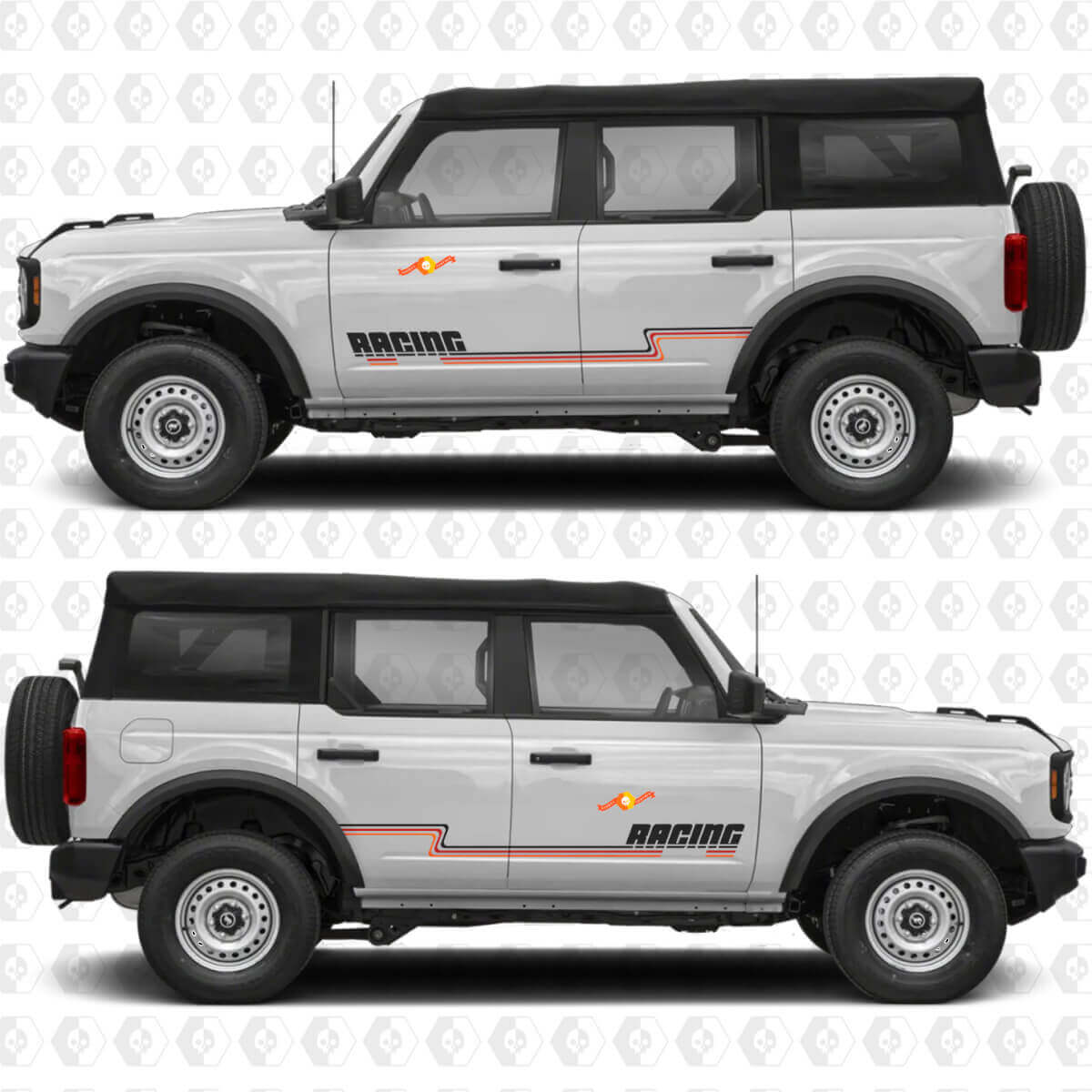 Custom Text Heritage Vintage Side Doors Racing Stripes Decals for Ford Bronco