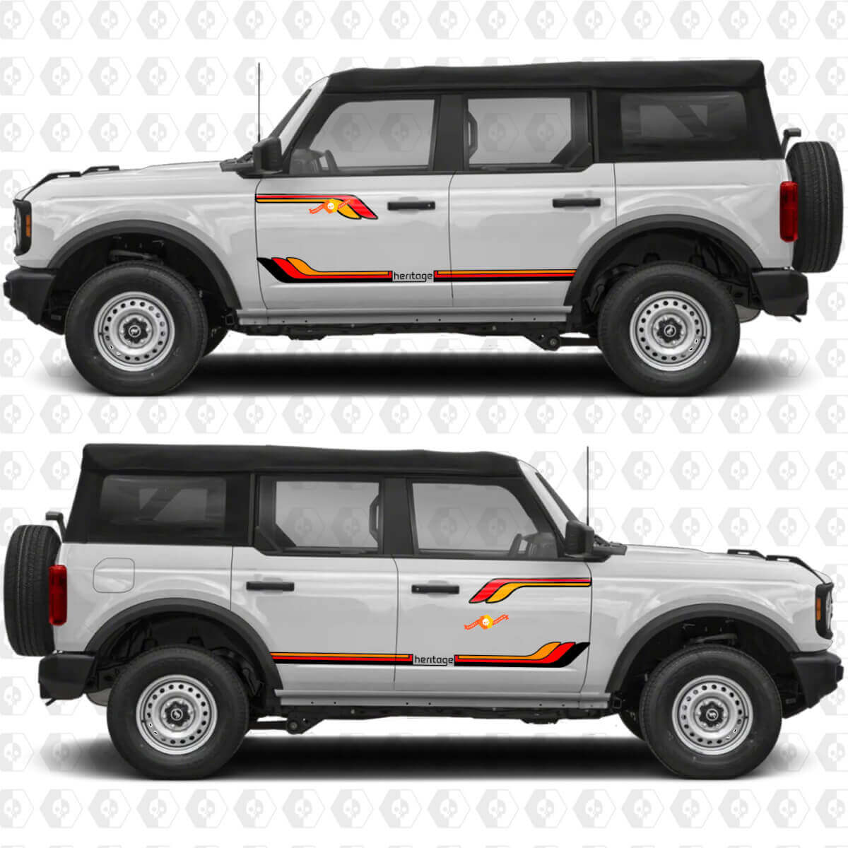 Custom Text Heritage Retro Vintage Side Doors Racing Stripes Decals for Ford Bronco