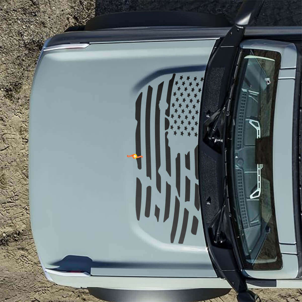 Bonnet American US Flag Destroyed Decals Stickers for Musclecar horse