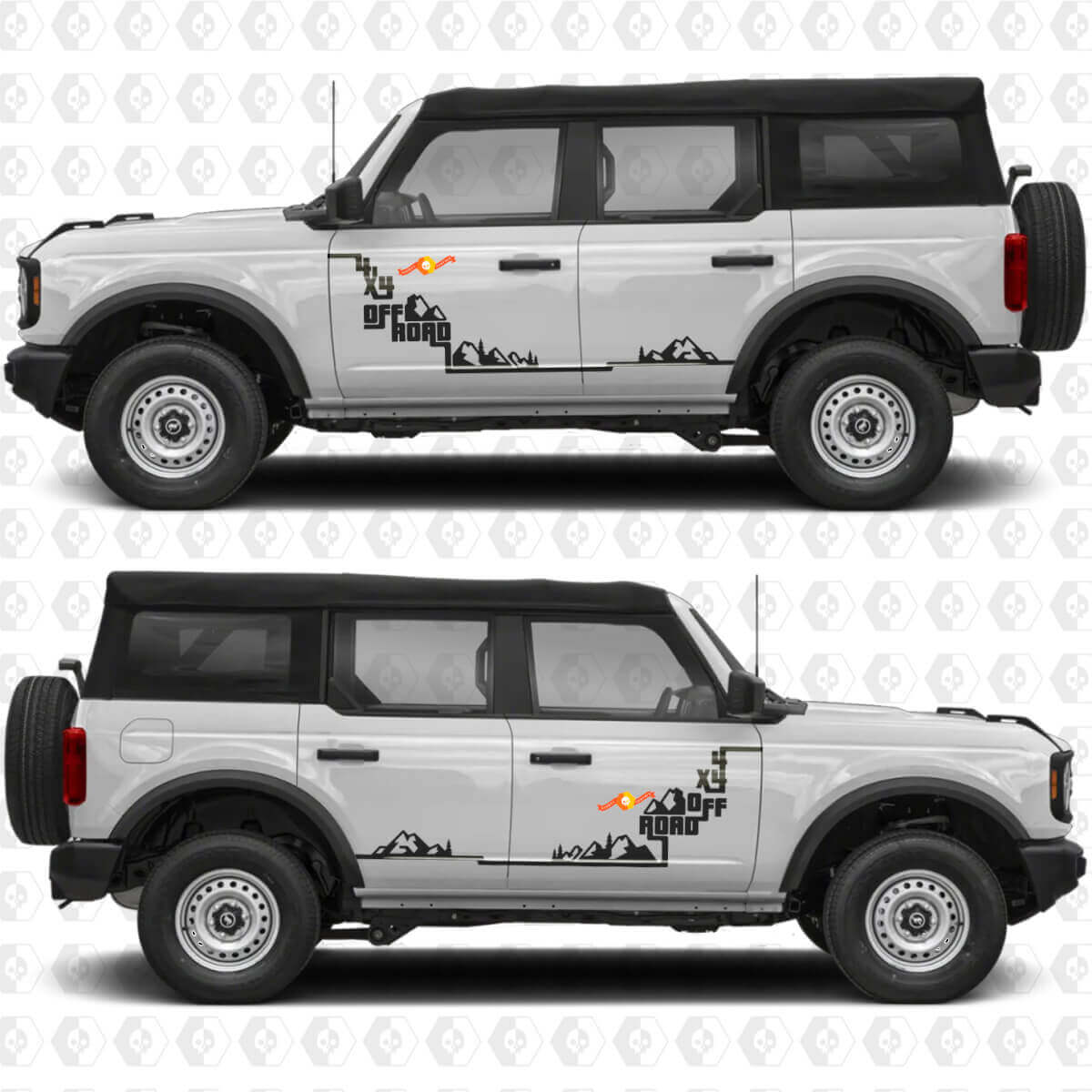 2x 4x4 Off Road Side Doors Step Graphics Decals for Ford Bronco