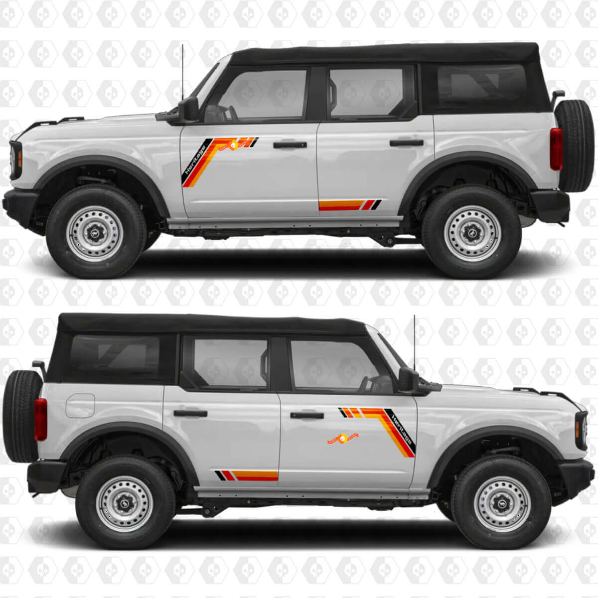 Classic Retro Racing Stripes Side Doors Vinyl Decal Sticker Graphics 3 for Ford Bronco