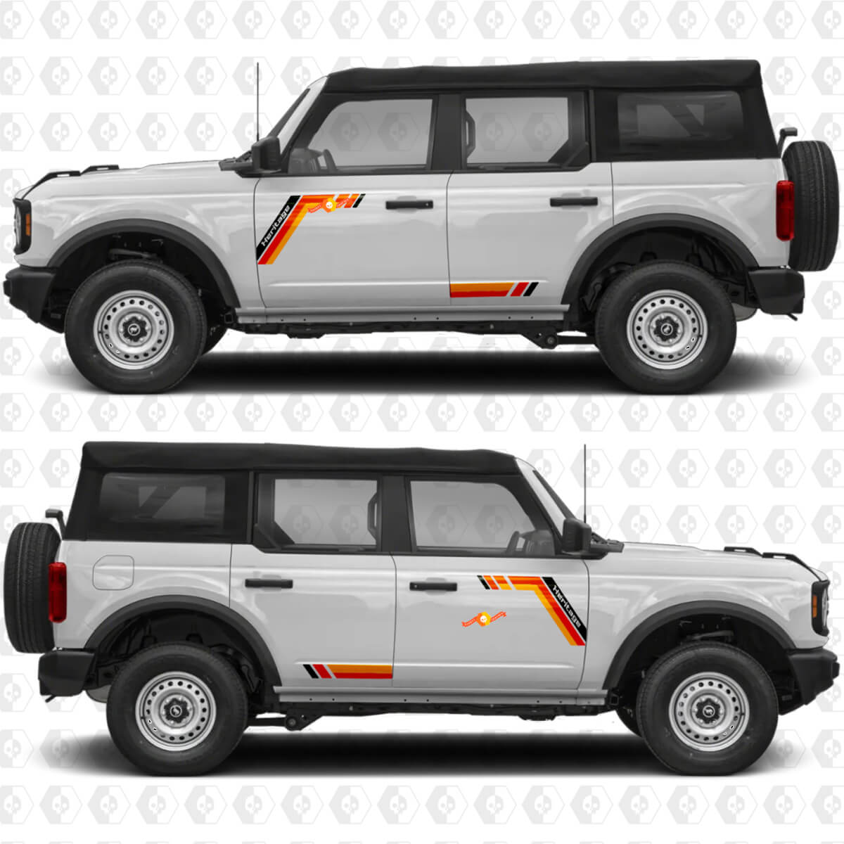 Classic Retro Racing Stripes Vinyl Decals Stickers for Ford Bronco Heritage