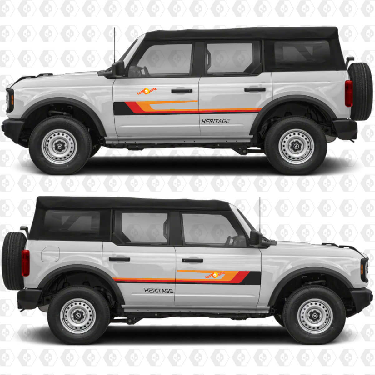 Classic Retro Racing Stripes Side Doors Vinyl Decal Sticker Graphics 2 for Ford Bronco