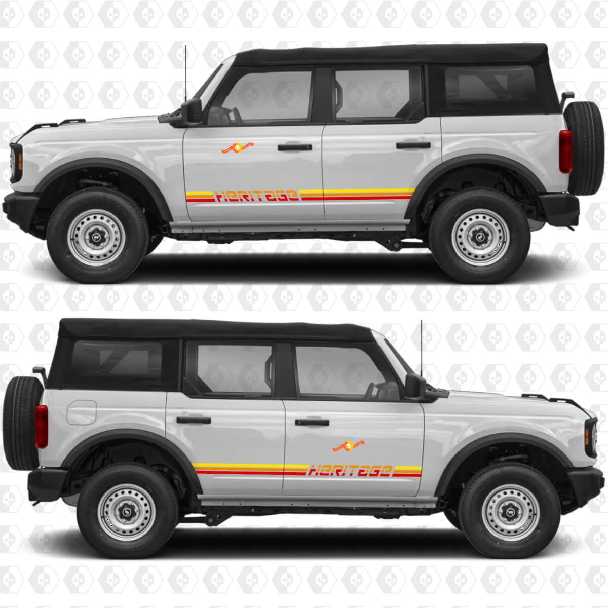 Classic Retro Racing Stripes Doors Vinyl Decals Stickers 2 for Ford Bronco Heritage