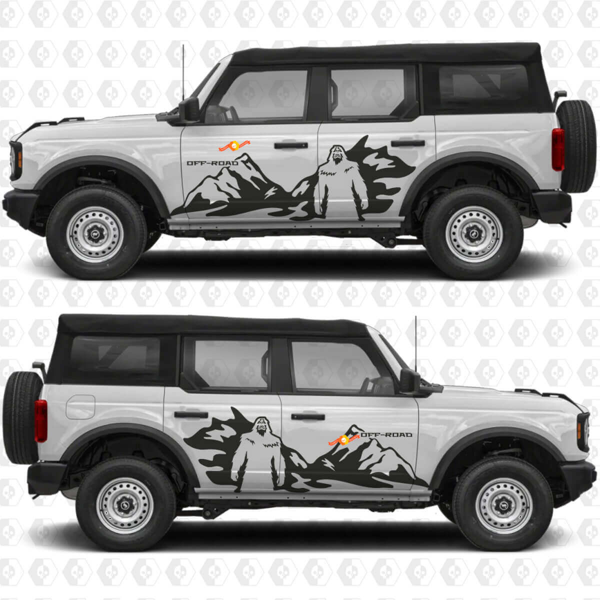 Yeti Off Road Mountains Side Doors Graphics Vinyl Decal Sticker fits to Ford Bronco