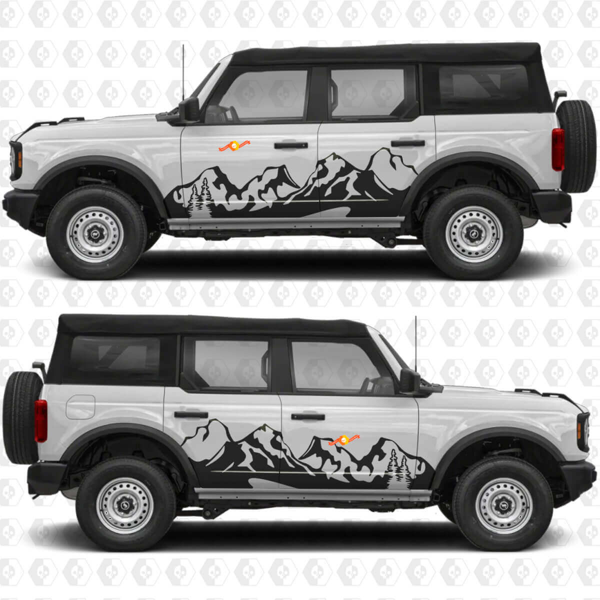 Mountains Side Doors Graphics Vinyl Decal Sticker fits to Ford Bronco