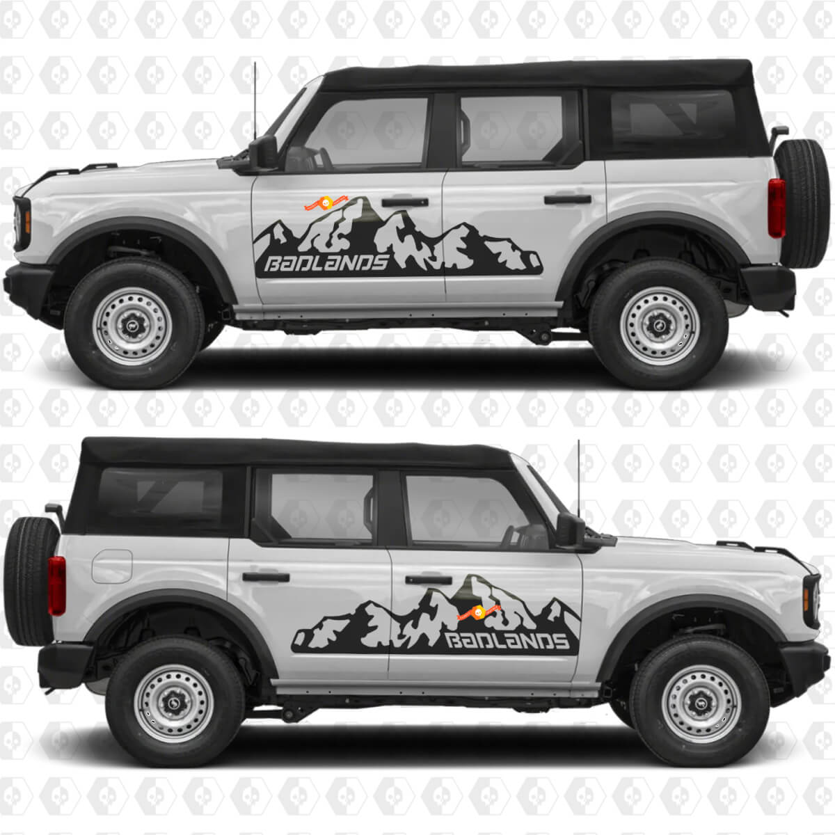 Mountains Side Doors Graphics Vinyl Decal Sticker fits to Ford Bronco Badlands