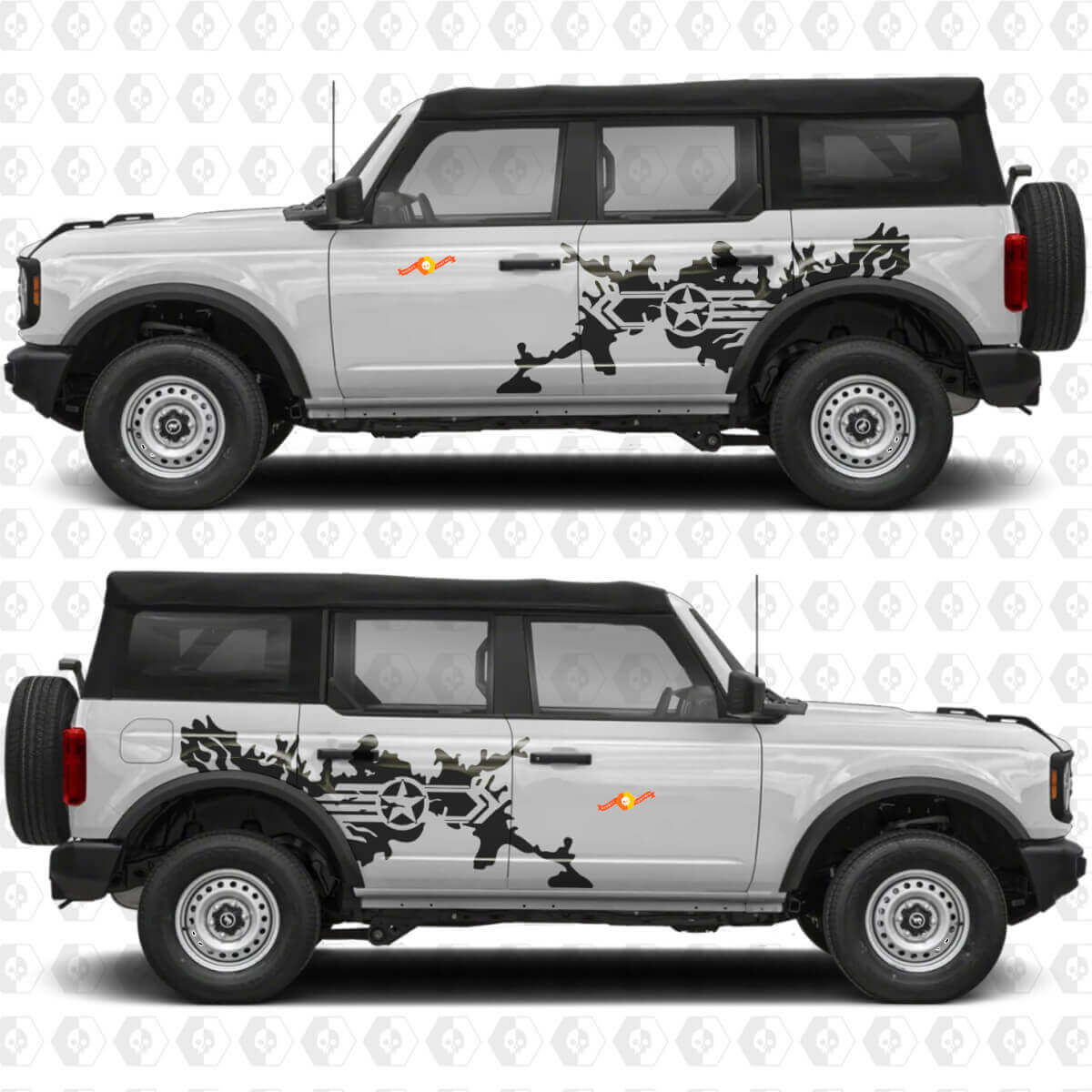 Military Star Splash Side Doors Graphics Vinyl Decal Sticker fits to Ford Bronco