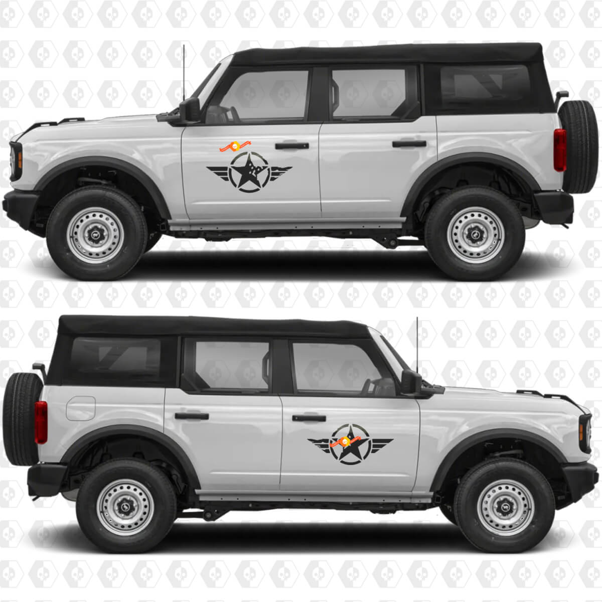 Military Star Distressed Side Doors Graphics Vinyl Decal Sticker fits to Ford Bronco