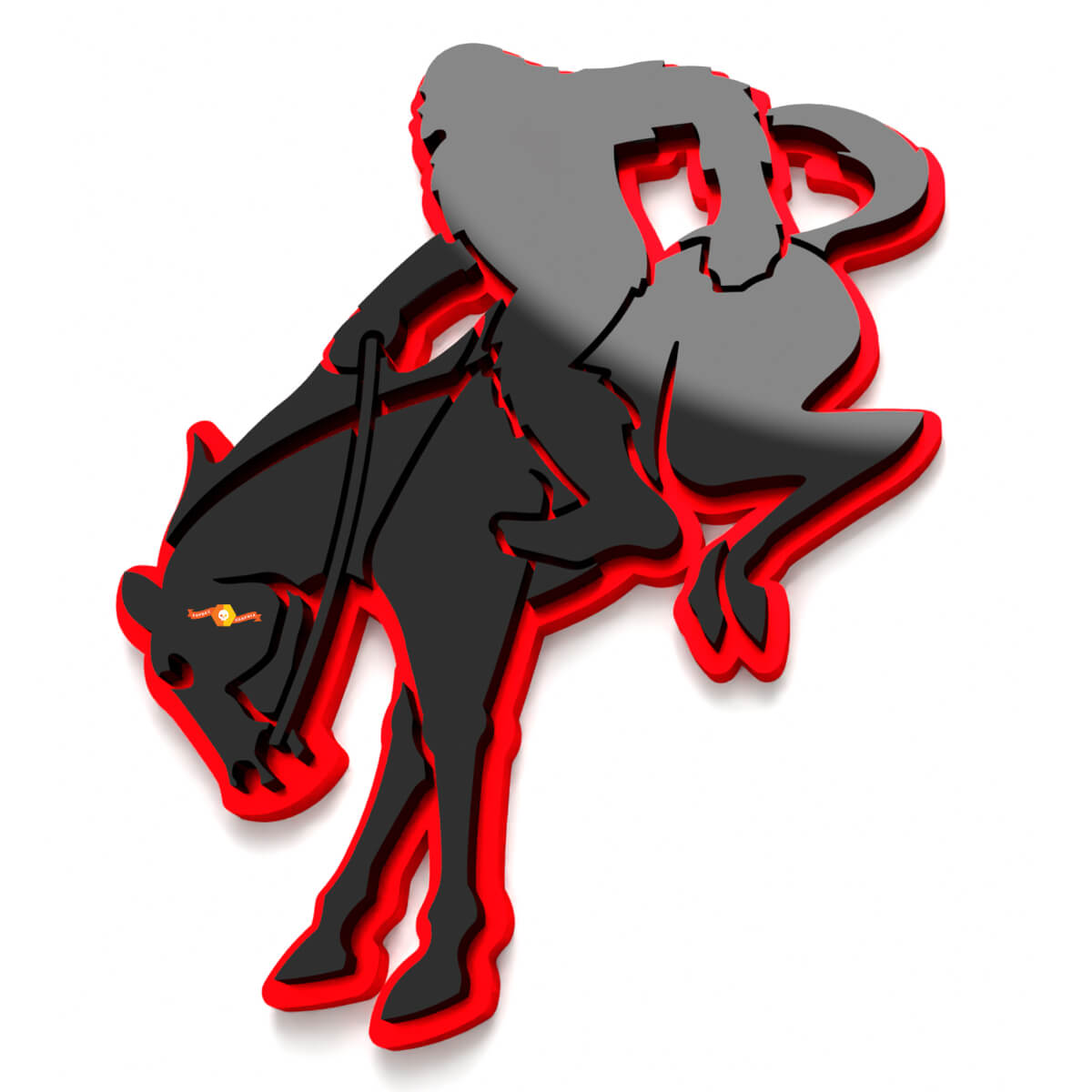 Yeti on Horse Bronco Wing Badges Tailgate Emblem 3D Badge