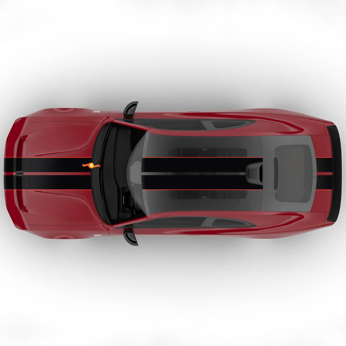 Sixpack Dual Central Stripes Bonnet Rally Offset Vinyl Decal Graphic for Dodge Charger Daytona