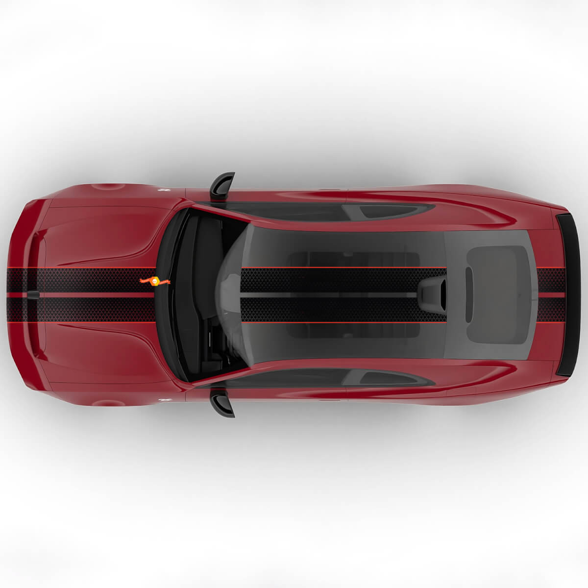 Sixpack Dual Central Stripes Hood Rally Offset Vinyl Decal Graphic 2 for Dodge Charger Daytona