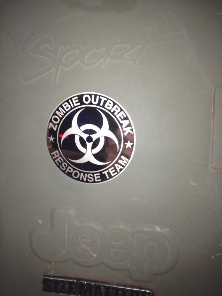 Zombie Outbreak Response Team Biohazard Fender Vinyl Decal Sticker for Jeep Wrangler