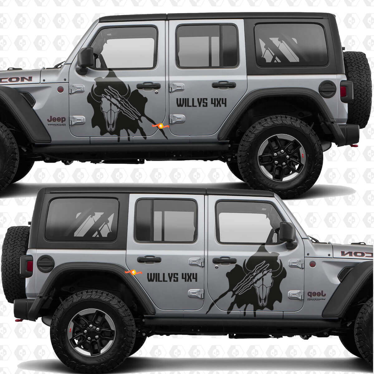 4x4 Claw Marks Skull Side Doors Vinyl decal sticker fit Jeep Wrangler