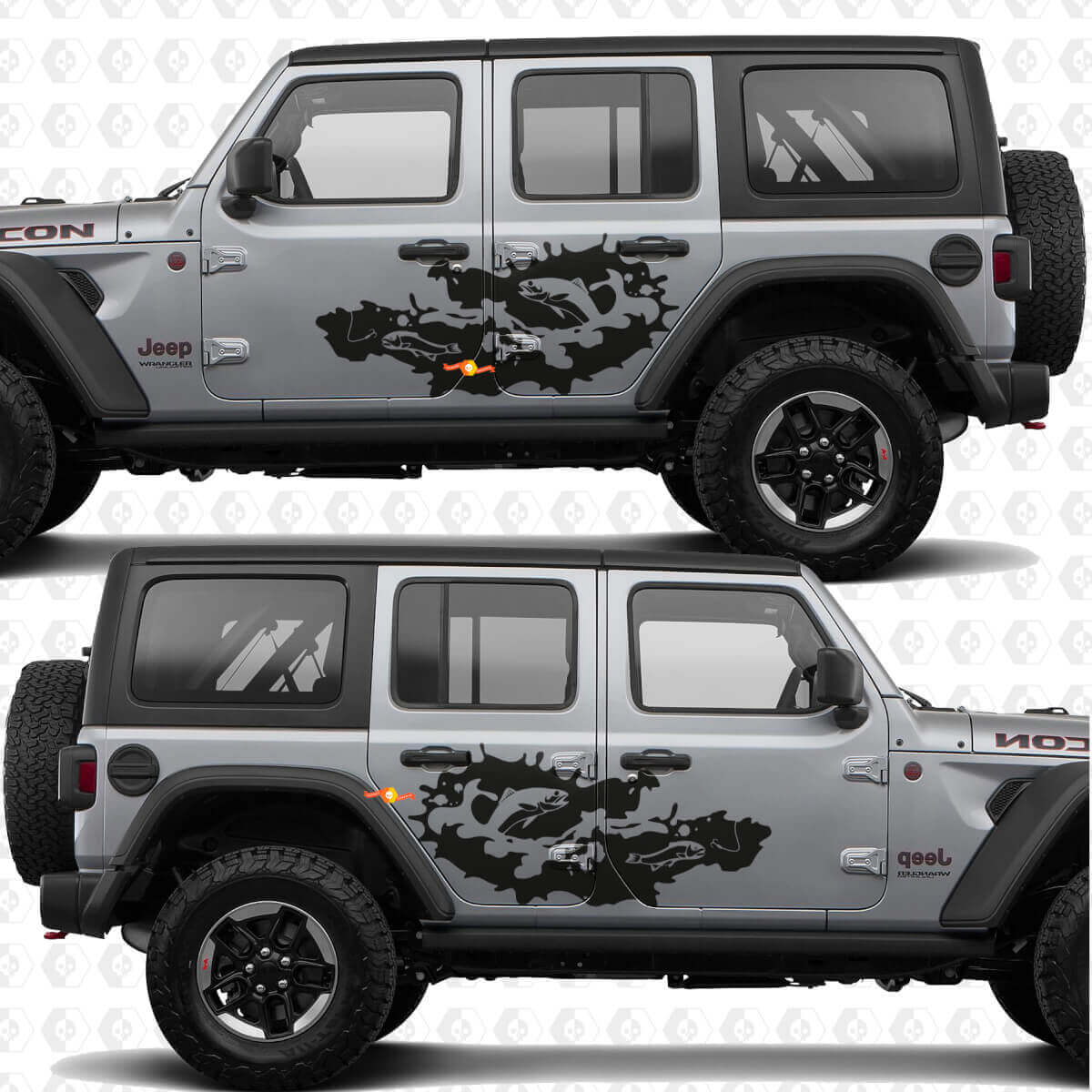 Fishing Rod Trout Water Splash Side Doors Vinyl decal sticker fit Jeep Wrangler
