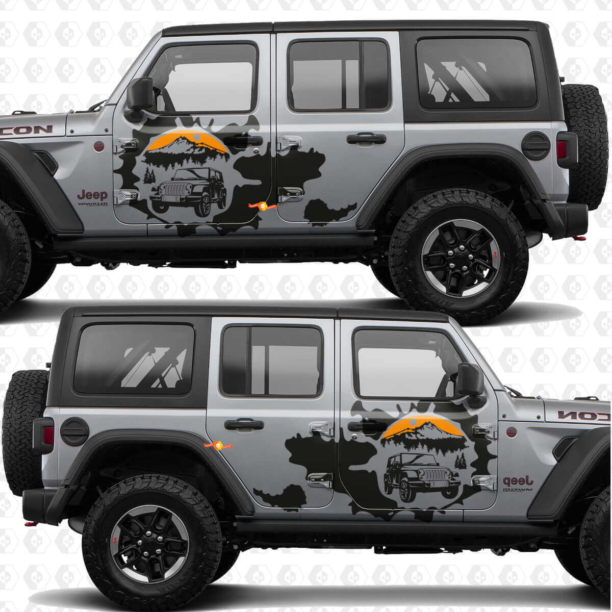 Overland Mountains Sunset Splash Side Doors Vinyl decal sticker fit Jeep Wrangler