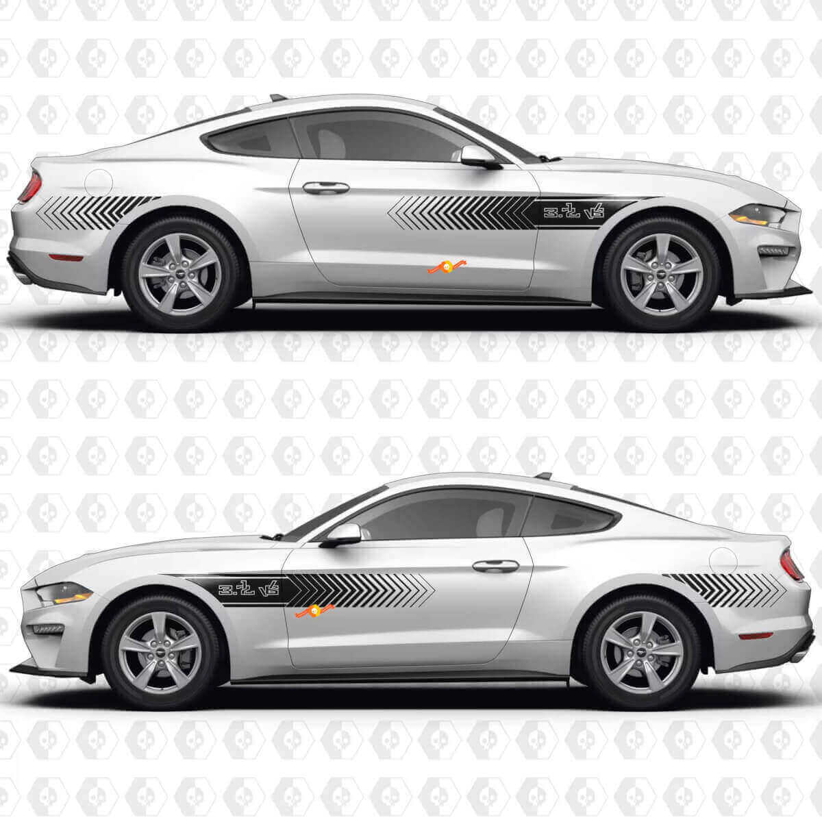 S550 Speed Line Pattern 37L V6 Side Door Vinyl Decals Stickers for Ford Mustang