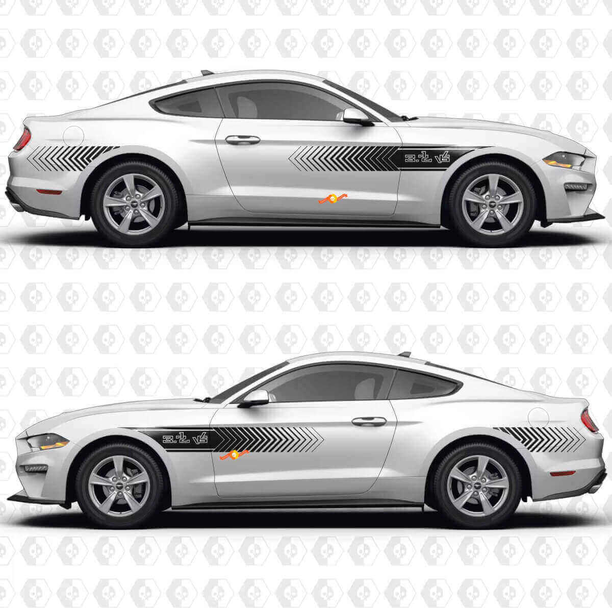 Speed Line Pattern 3.7L V6 Side Doors Vinyl Decals Stickers for Ford Mustang