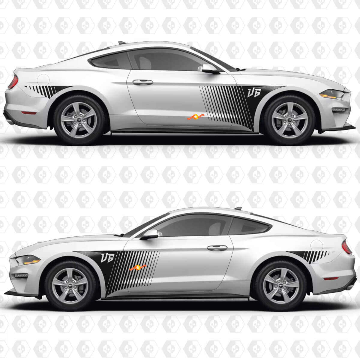 S550 Speed Line Pattern V6 Side Doors Vinyl Decals Stickers for Ford Mustang