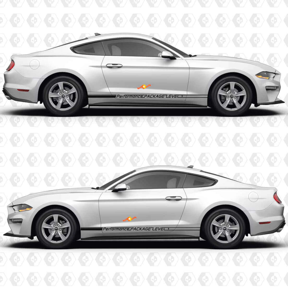 Thin Lines Performance Package Level Side Door Rocker Panel Vinyl Decals Stickers for Ford Mustang
