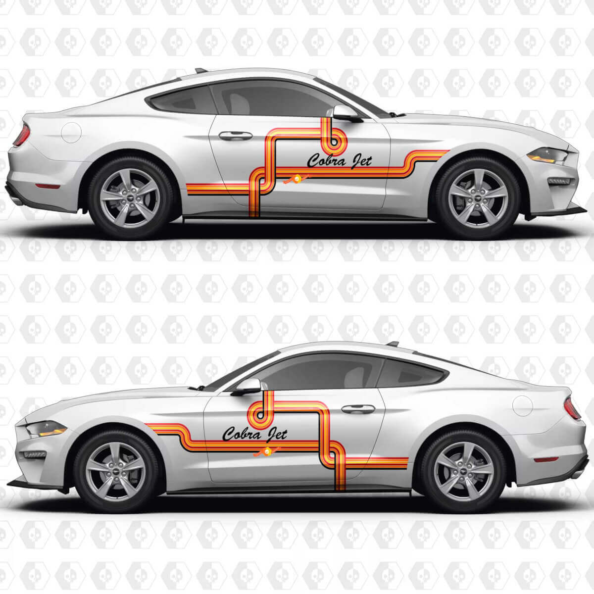 Old School Typography Stripe Cobra Jet Side Door Vinyl Decals Stickers for Ford Mustang