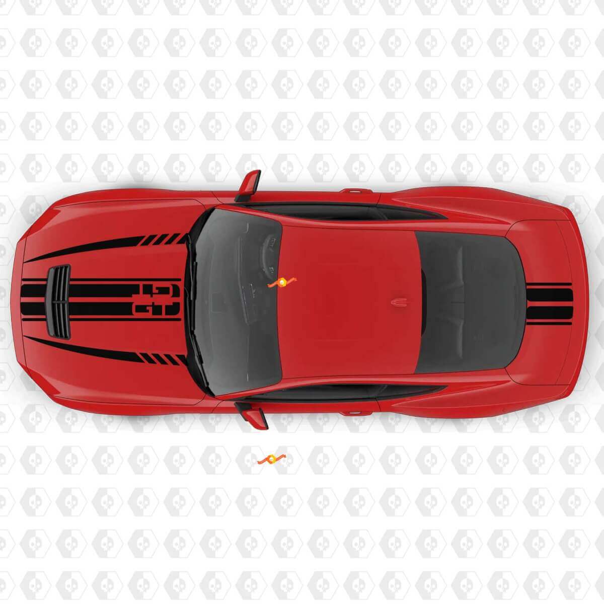 GT Symmetric Muscle Stripes Bonnet Boot Vinyl Decals Stickers for Ford Mustang