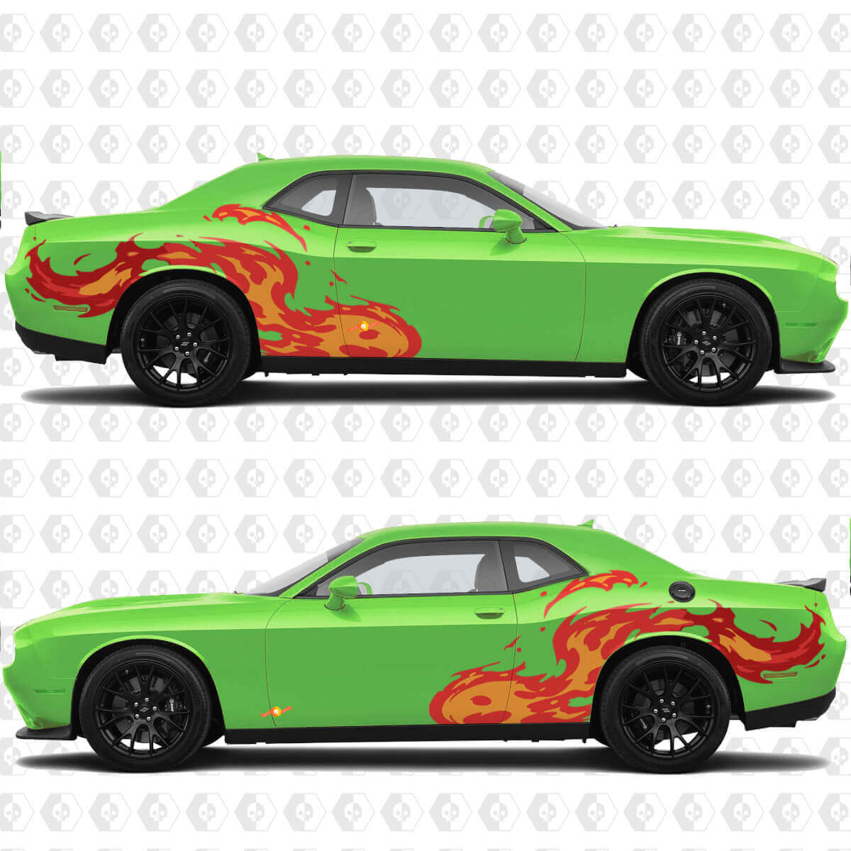 Tongues Of Flame Side Doors Rear Wings Vinyl Decals Stickers for Dodge Challenger
