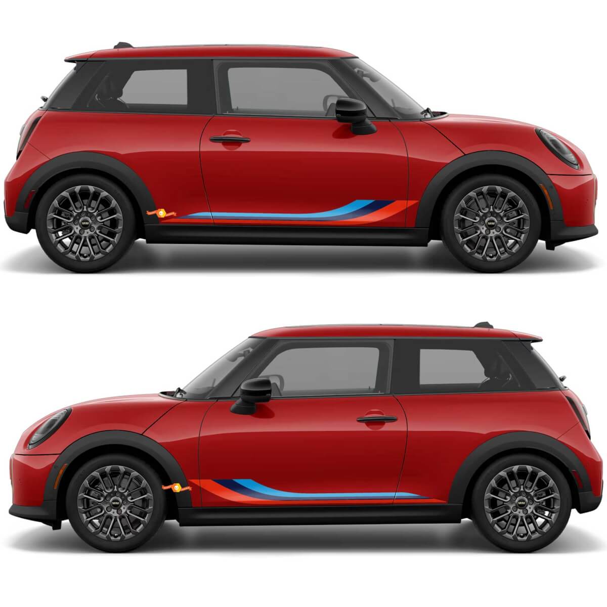 M colours Side Doors Bonnet and Bumper Stripes Graphics Decal Sticker for Mini Cooper
