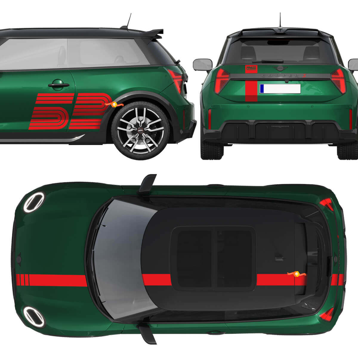 52 Victory Edition Logo Racing Graphic Stripes Side Door Vinyl Sticker Decal for Mini Cooper S