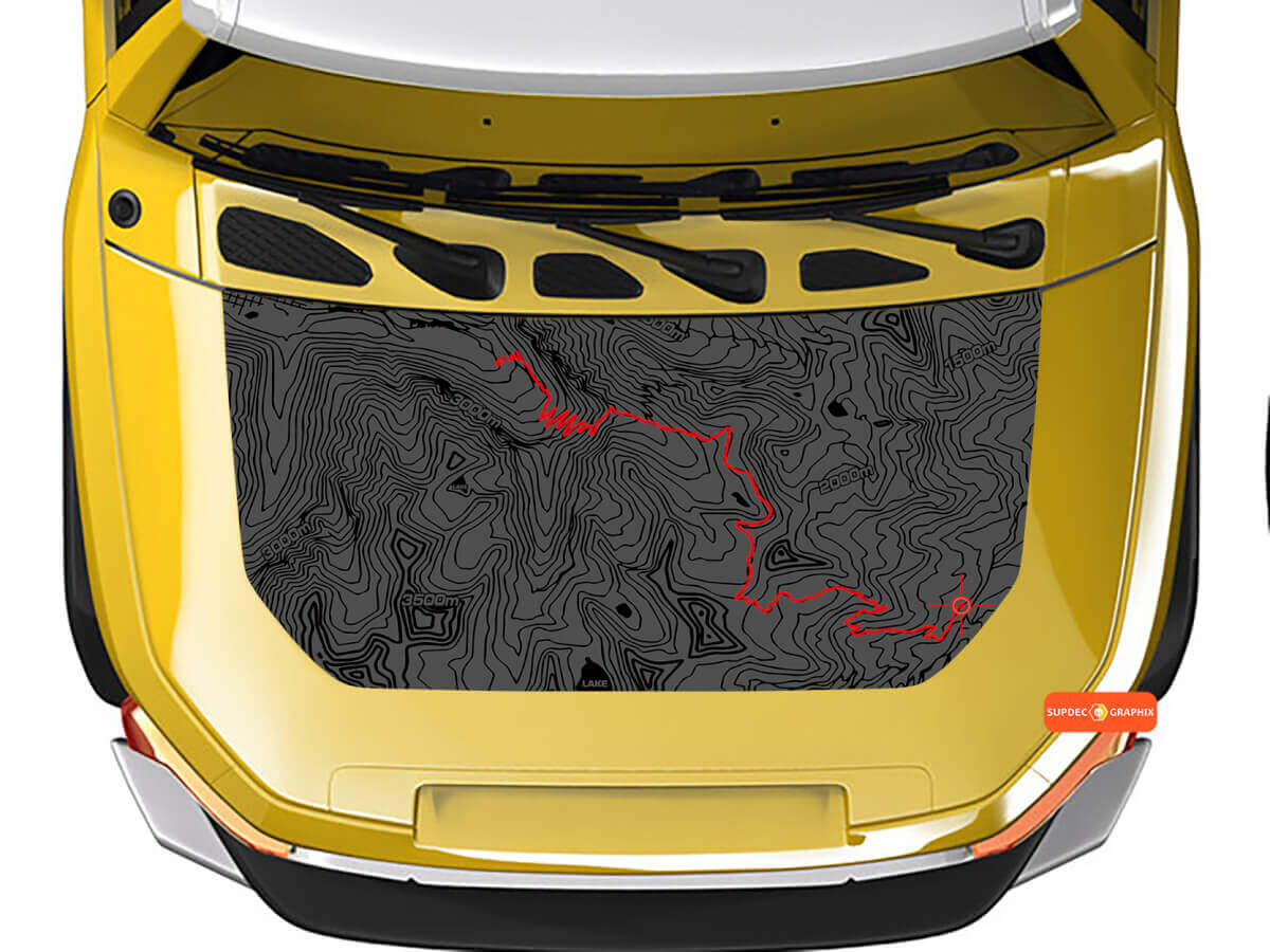 Off Road Topographic Map Bonnet Vinyl Decal Sticker for Toyota FJ Cruiser