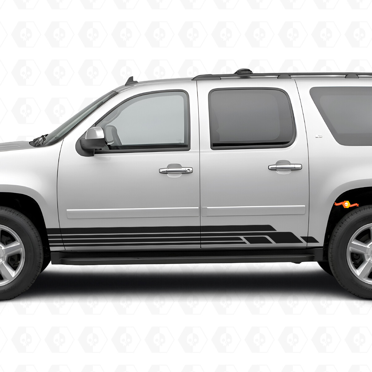Layered Lightning Door & Rocker Panel Vinyl Stripes for Chevrolet Suburban GMT900 2007-2014