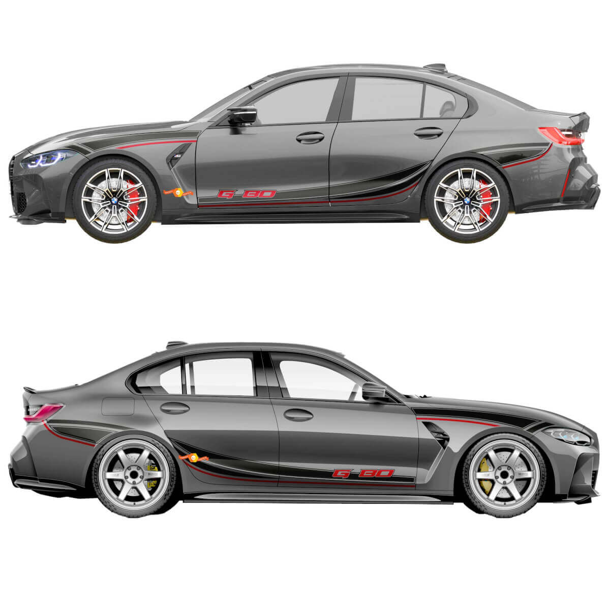 M Performance Side Doors Stripes Wing Vinyl Decal for BMW M3 G80