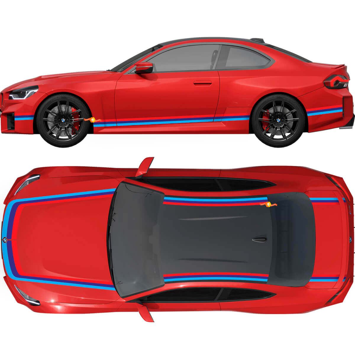 M Performance Stripes Side Door Bonnet Roof Tailgate Vinyl Decal for BMW M2 G87