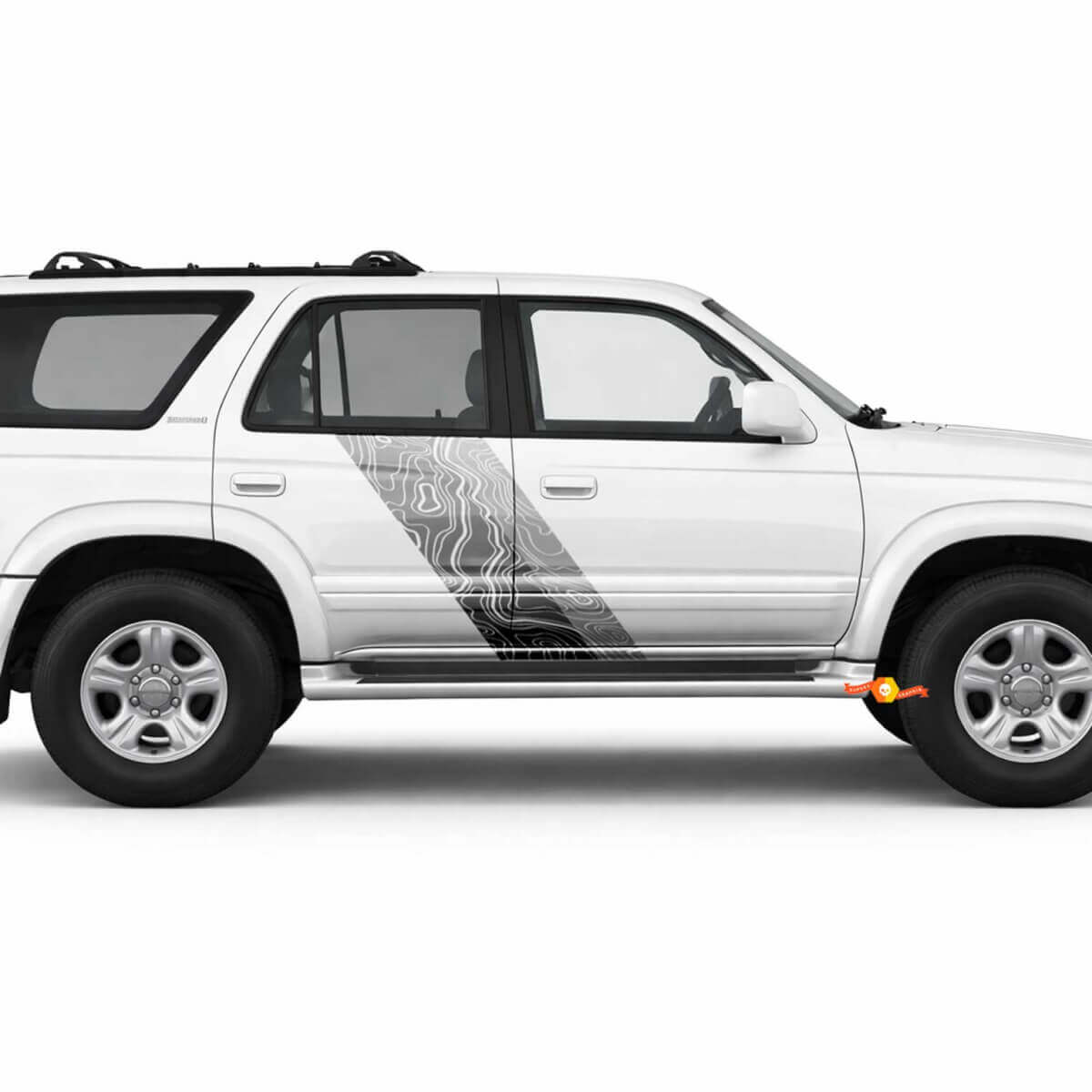 Topographic Map Style Twin Stripes Side Vinyl Stickers Decal For Toyota 4Runner 1995-2002