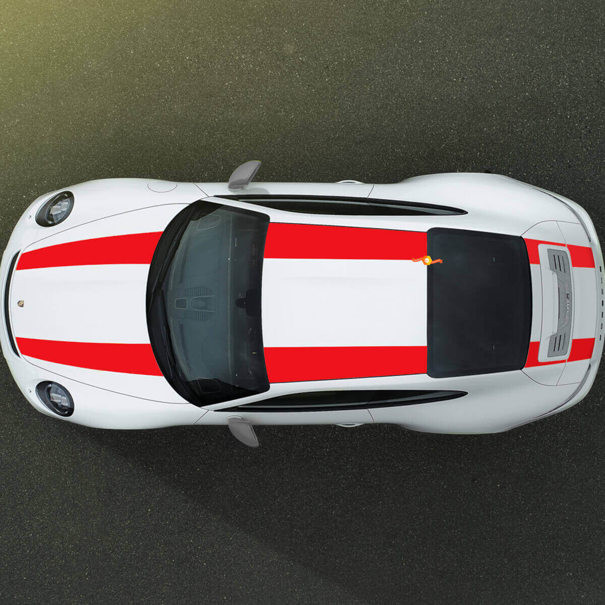 Wide Double Racing Stripes Hood Roof Trunk Vinyl Decal Kit For Porsche 911R