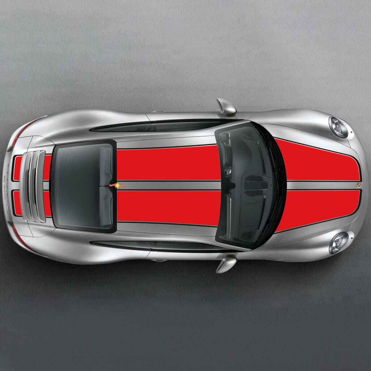 Wide Double Racing Stripes Bonnet Roof Boot Vinyl Decal Kit For Porsche 911