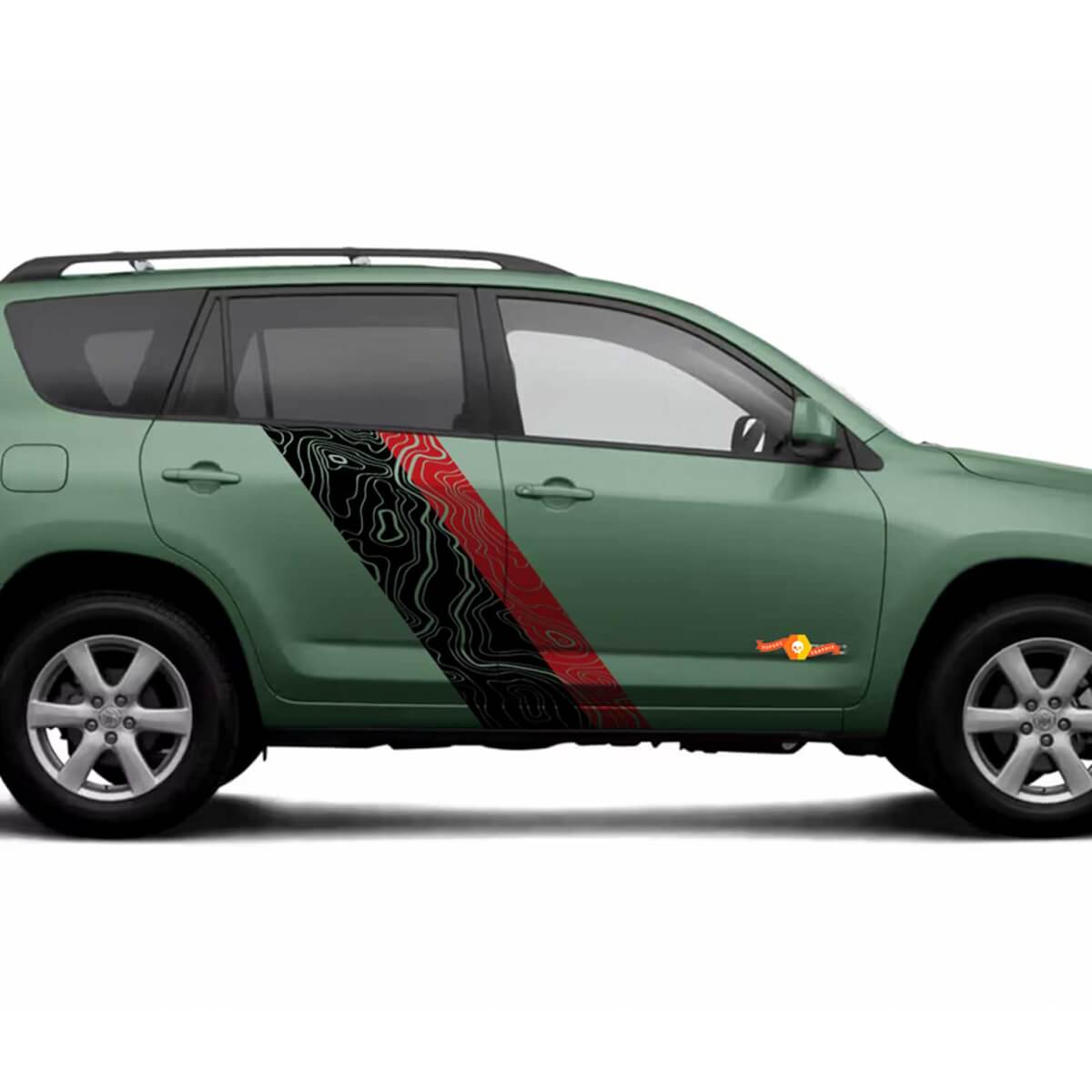 Topographic Map Style Door Side Stripes Vinyl Stickers Decal For Toyota RAV4 2006-2012